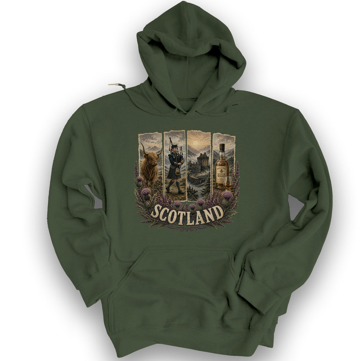 Scotland Panels Hoodie - Military Green