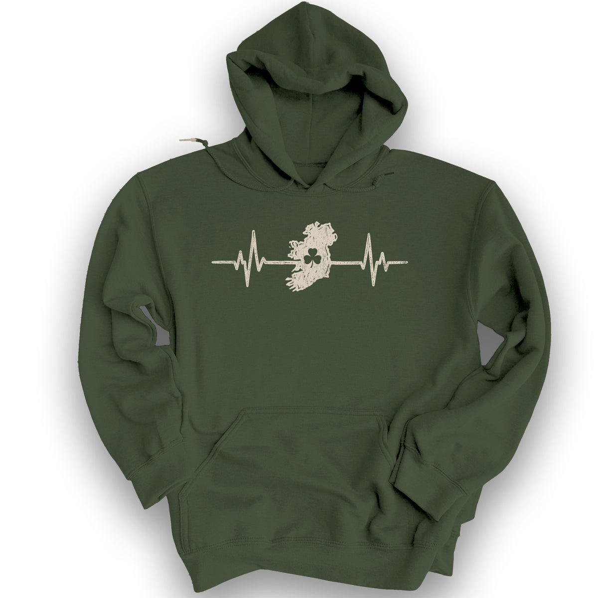 Ireland Heartbeat Hoodie - Military Green