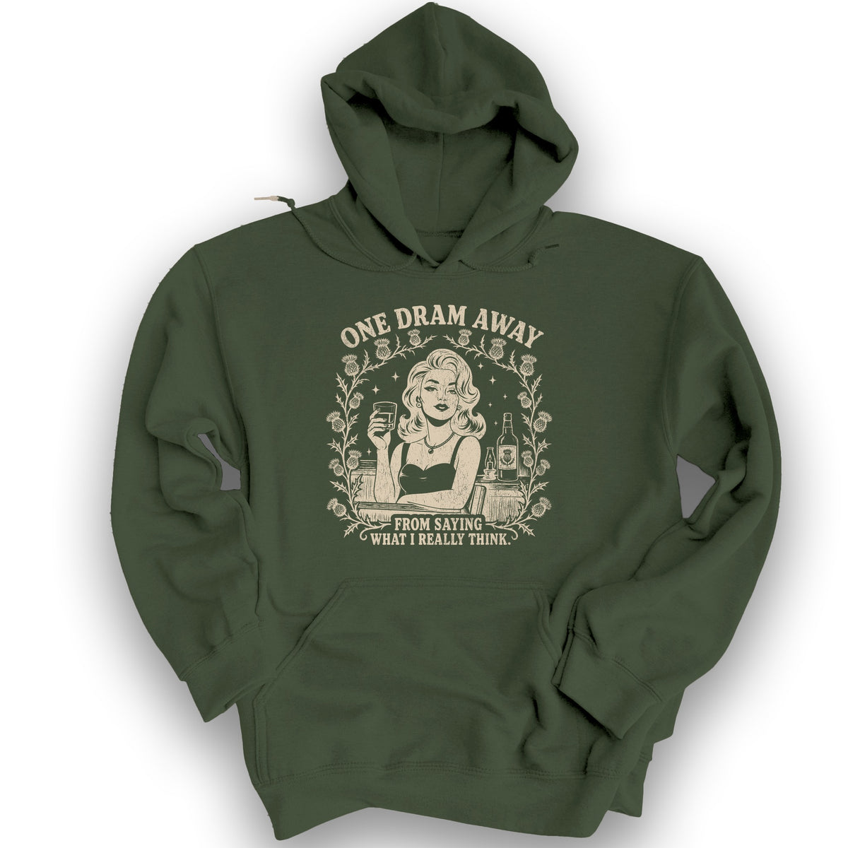 One Dram Away Hoodie - Military Green