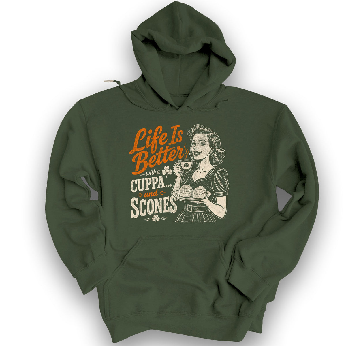 Cuppa Scones Hoodie - Military Green