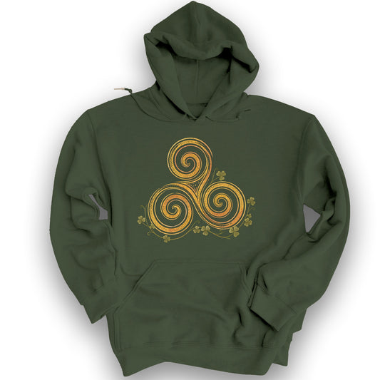 Irish Golden Triskele Hoodie - Military Green