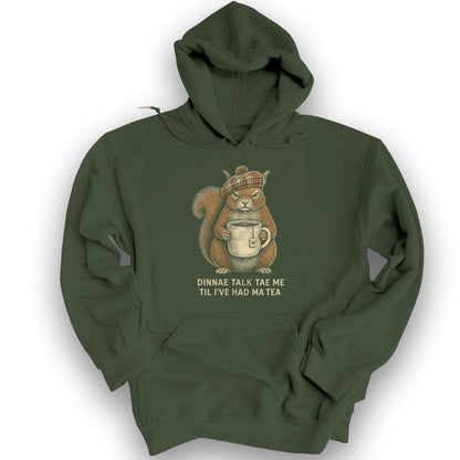 Dinnae Talk Squirrel Hoodie - Military Green