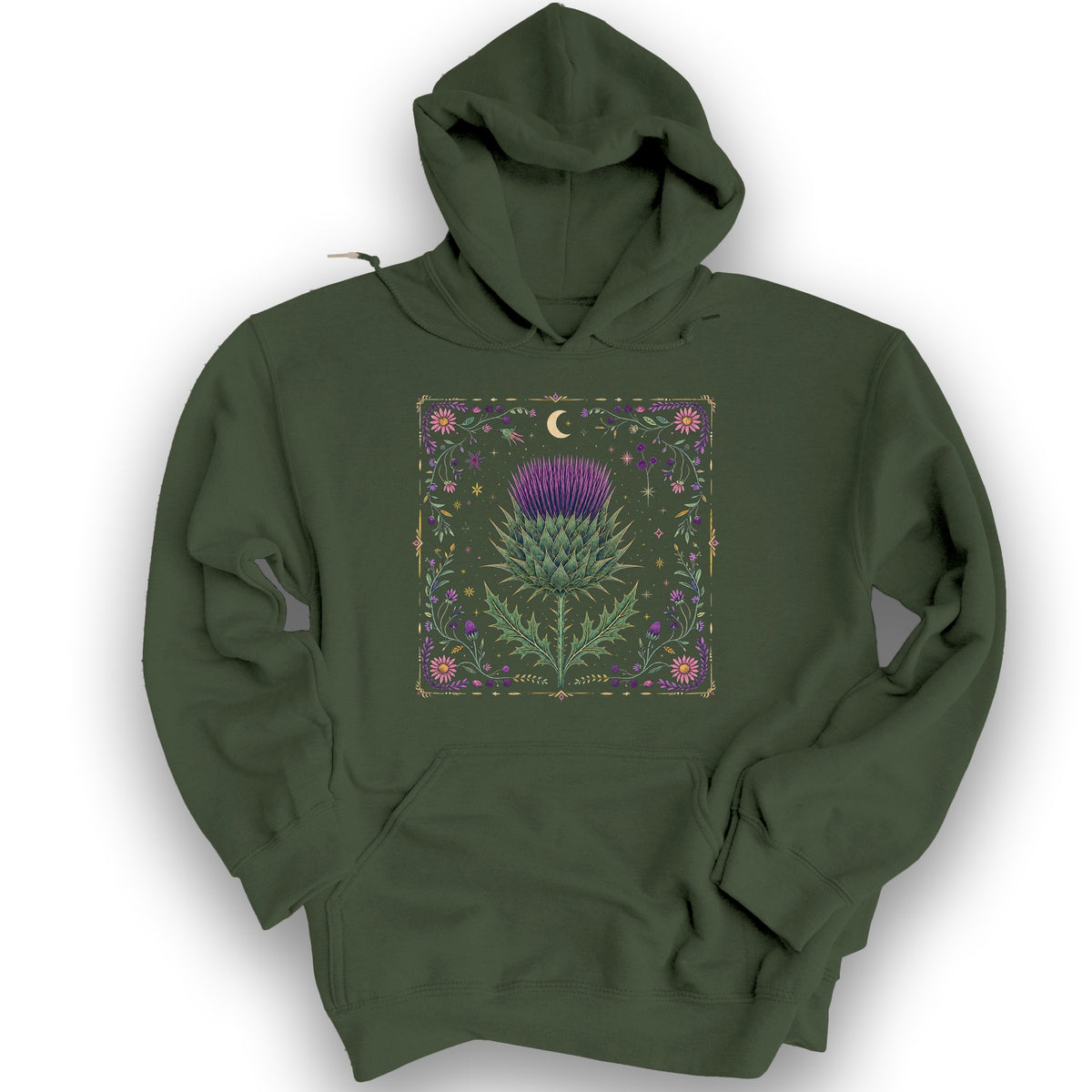 Midnight Thistle Hoodie - Military Green