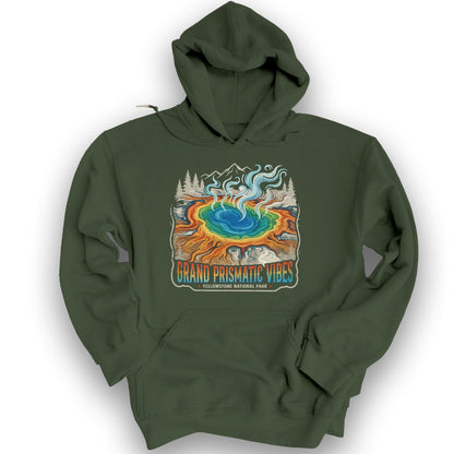 Grand Prismatic Vibes Hoodie - Military Green