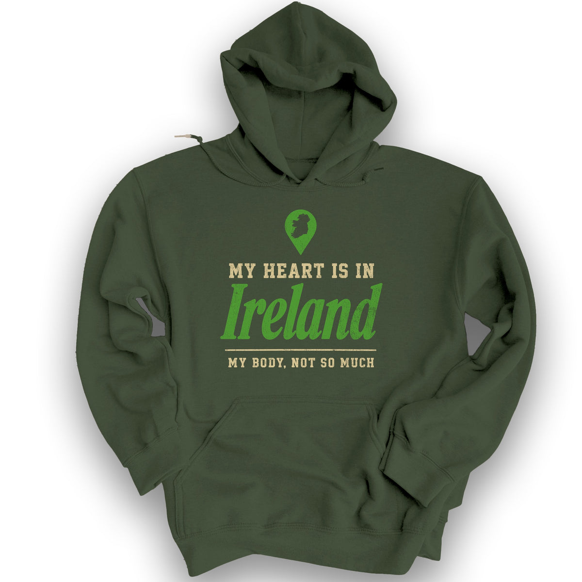 Heart Ireland Location Hoodie - Military Green