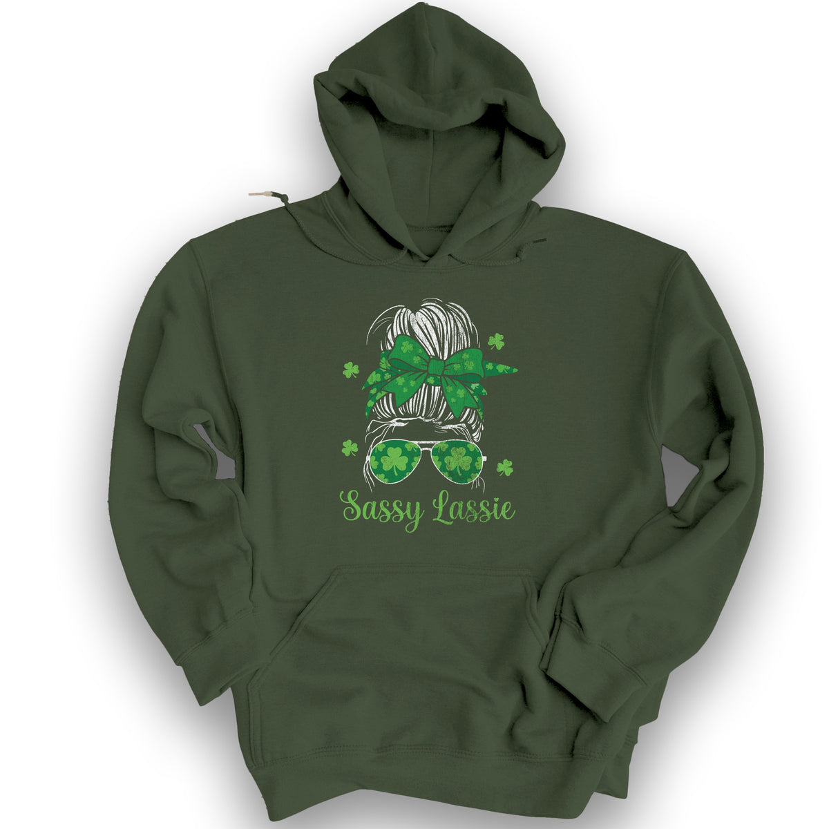 Irish Sassy Lassy Hoodie - Military Green