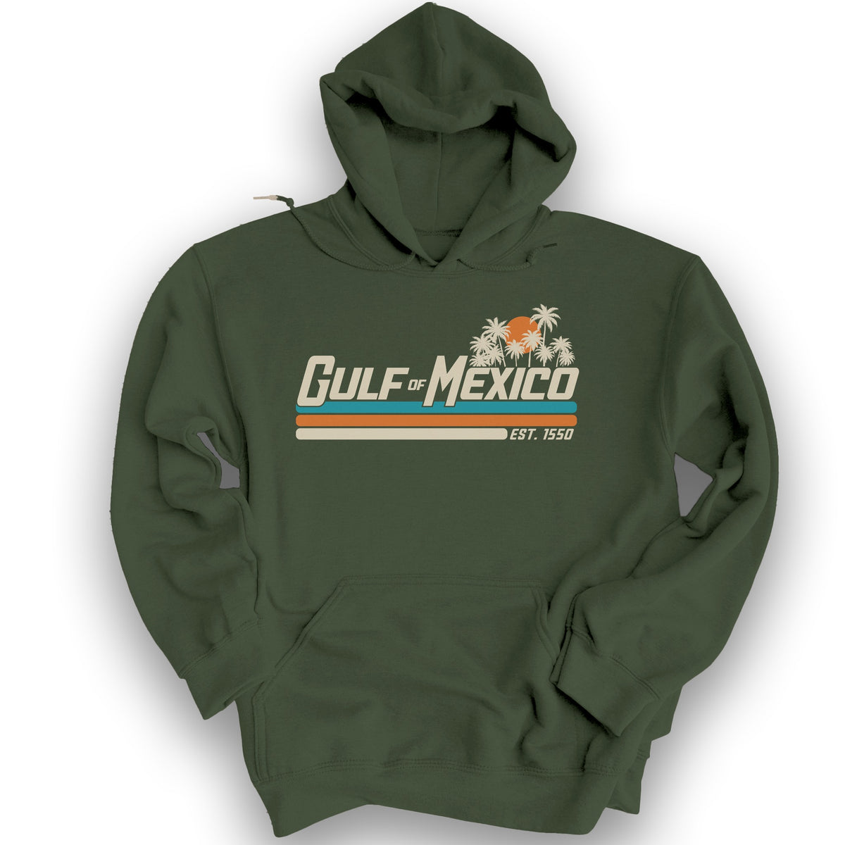 Gulf of Mexico Retro Stripe Hoodie - Military Green