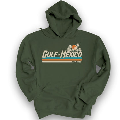 Gulf of Mexico Retro Stripe Hoodie - Military Green