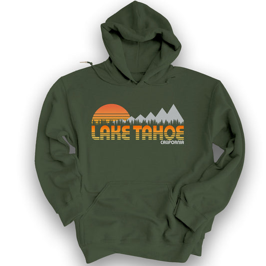 Lake Tahoe Retro 80's Hoodie - Military Green