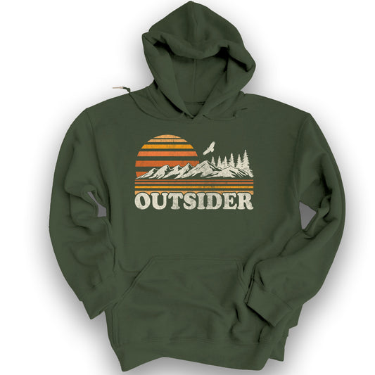 Outsider Vintage Mountains Hoodie - Military Green