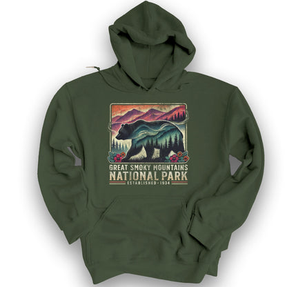 Great Smoky Mountains "Mountain Bear" Hoodie - Military Green
