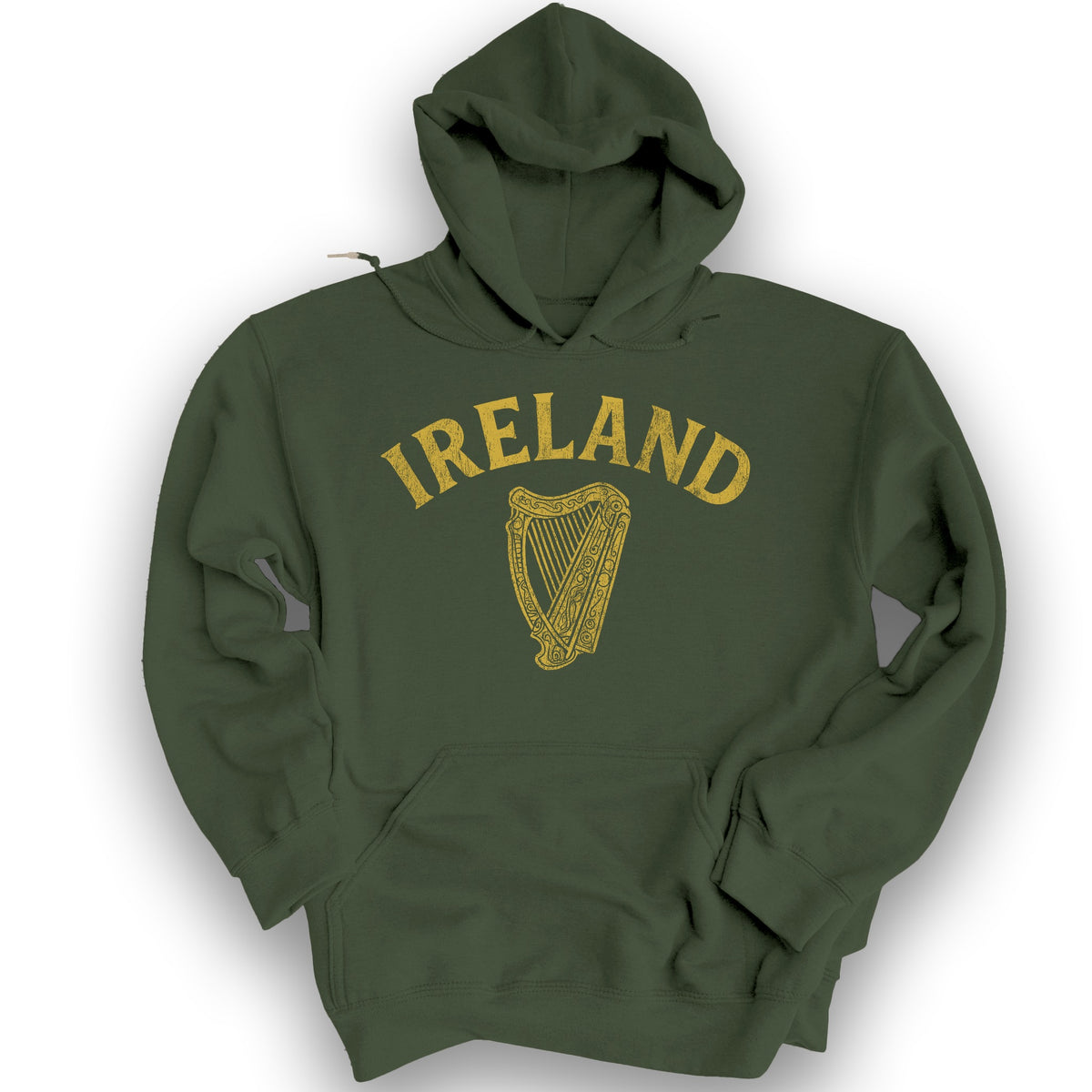 Ireland Vintage Harp Hoodie - Military Green