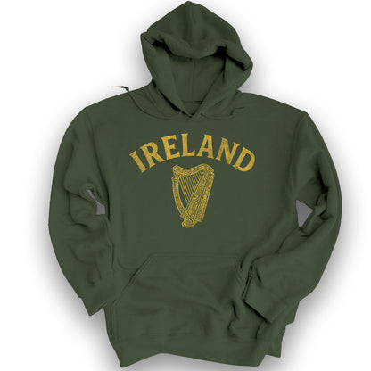 Ireland Vintage Harp Hoodie - Military Green