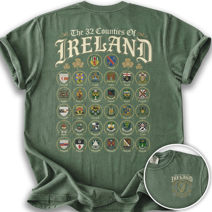 Ireland County Crests Front/Back Print T-Shirt - Moss