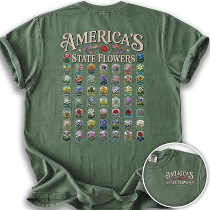 America's State Flowers T-Shirt - Moss