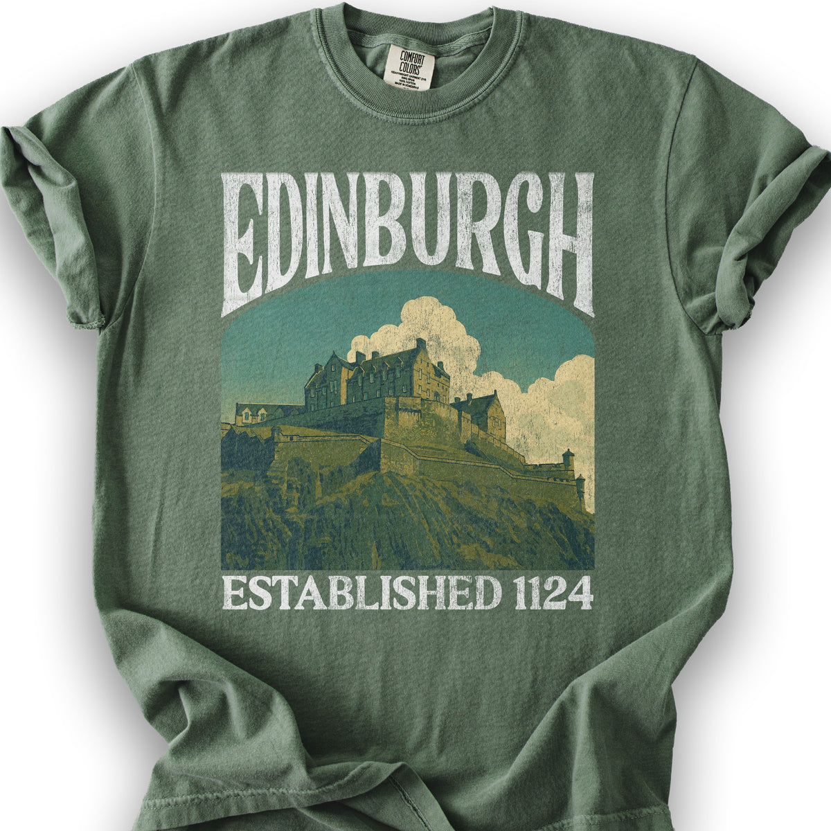 Edinburgh Scotland "Big and Bold" T-Shirt - Moss