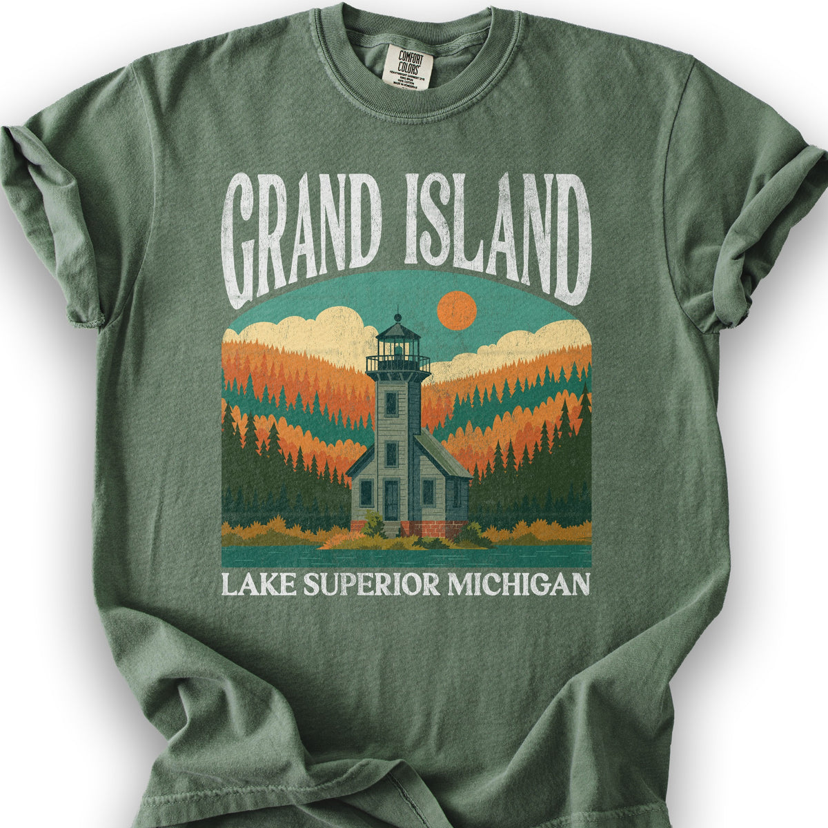Grand Island Michigan "Big and Bold" T-Shirt - Moss