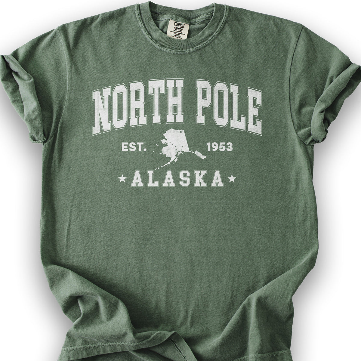 North Pole Alaska Varsity T-shirt - Moss