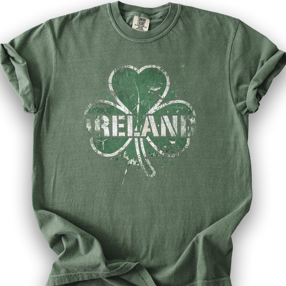 Ireland Shamrock Grunge T-shirt - Moss