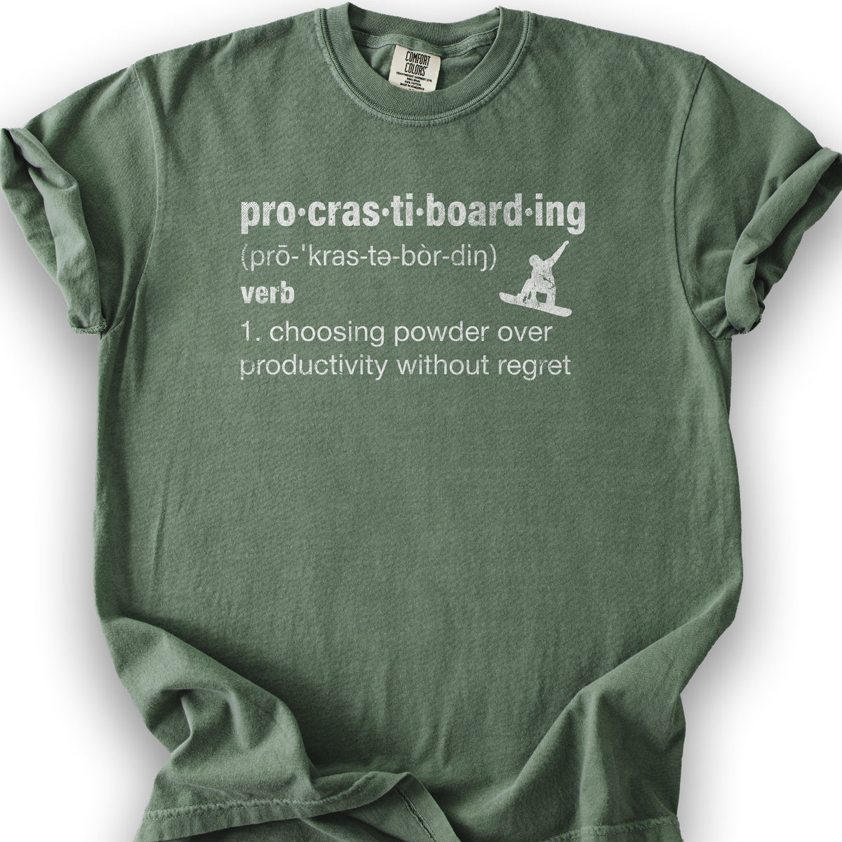 Procrastiboarding Snowboard T-shirt - Moss