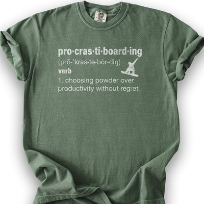 Procrastiboarding Snowboard T-shirt - Moss