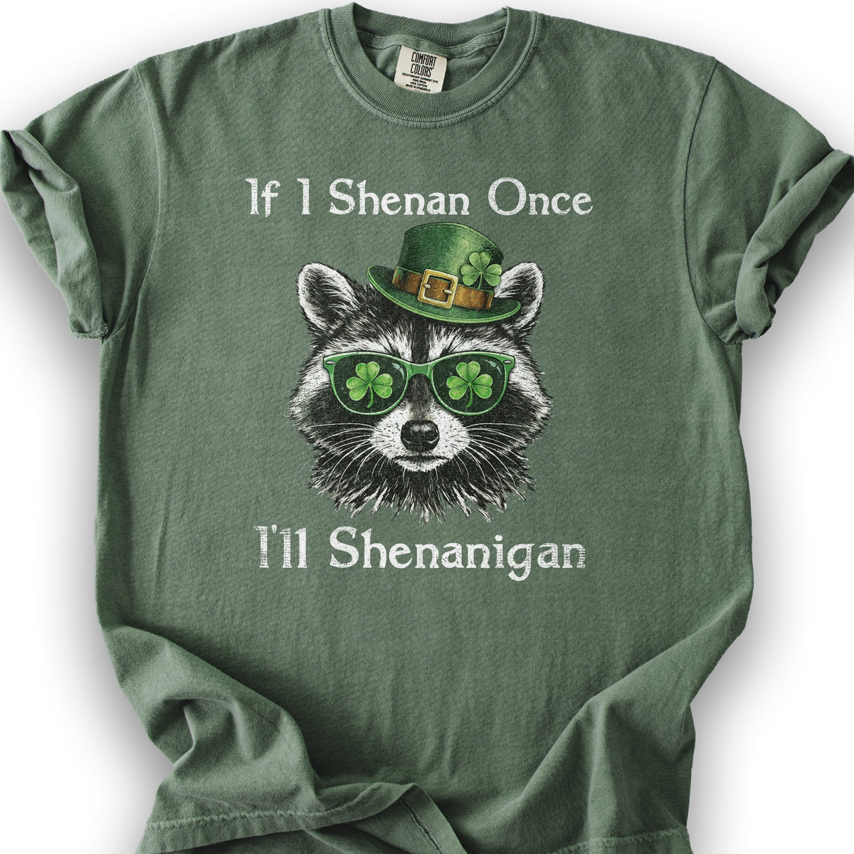 Shenanigans Raccoon T-Shirt - Moss