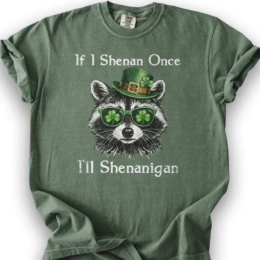 Shenanigans Raccoon T-Shirt - Moss