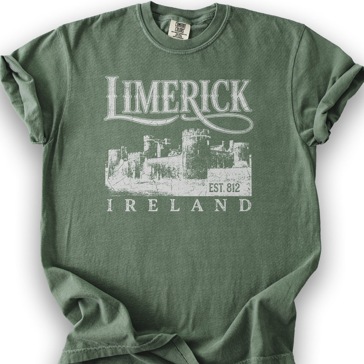 Limerick Ireland Vintage Print T-Shirt - Moss
