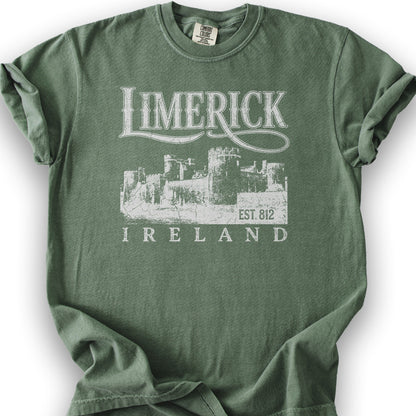 Limerick Ireland Vintage Print T-Shirt - Moss