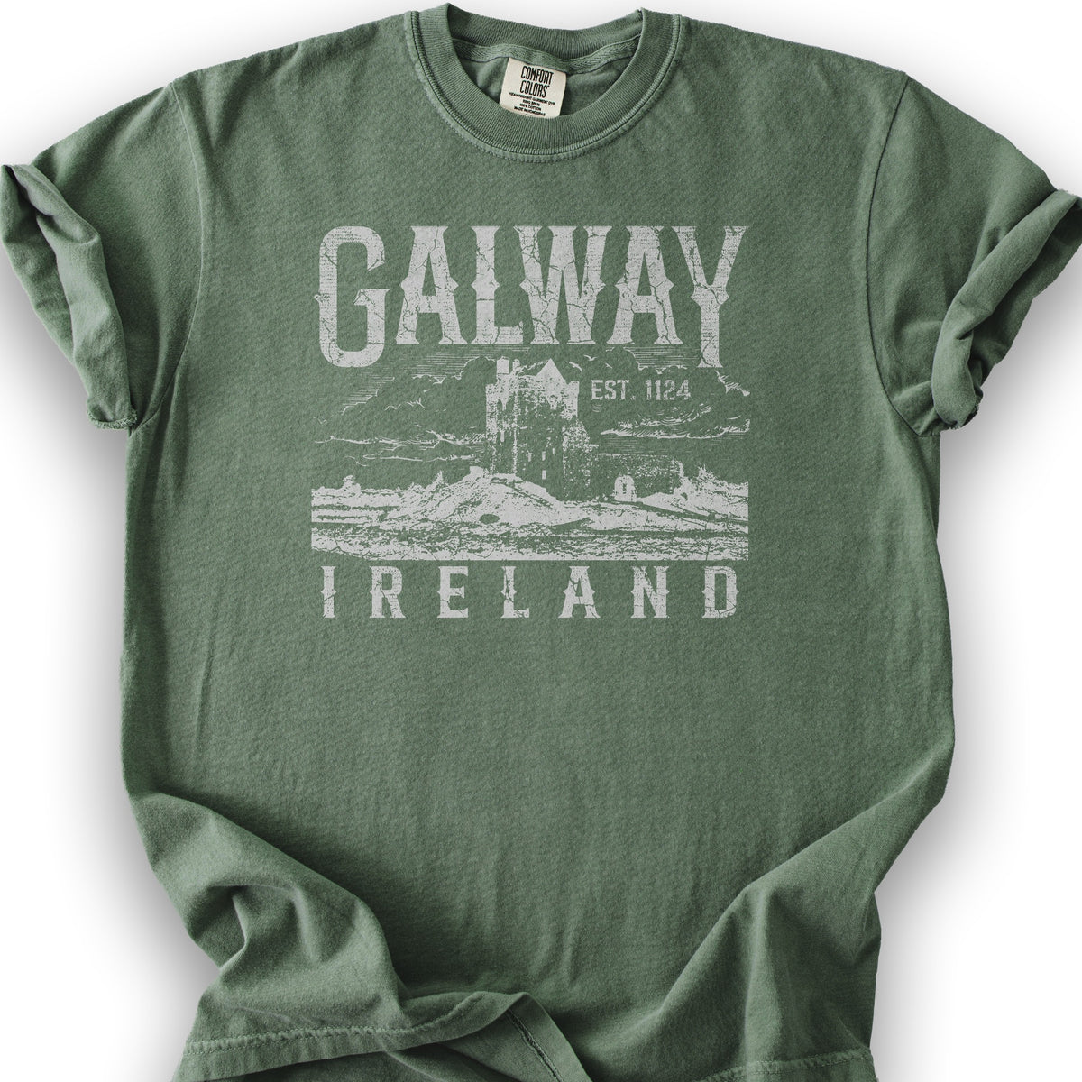 Galway Ireland Vintage Print T-Shirt - Moss