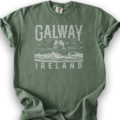 Galway Ireland Vintage Print T-Shirt - Moss