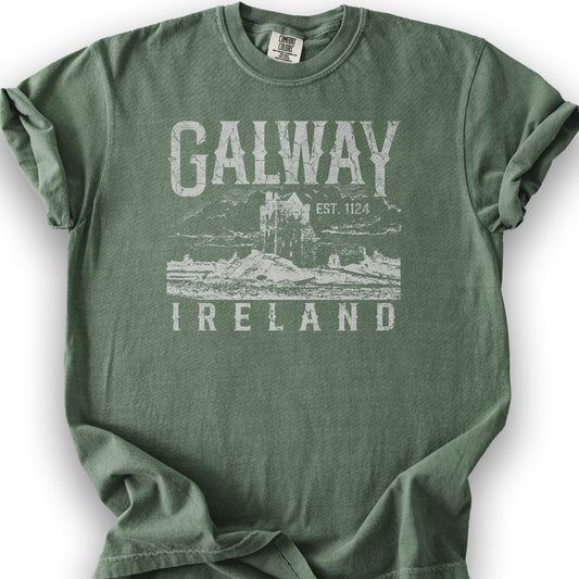 Galway Ireland Vintage Print T-Shirt - Moss