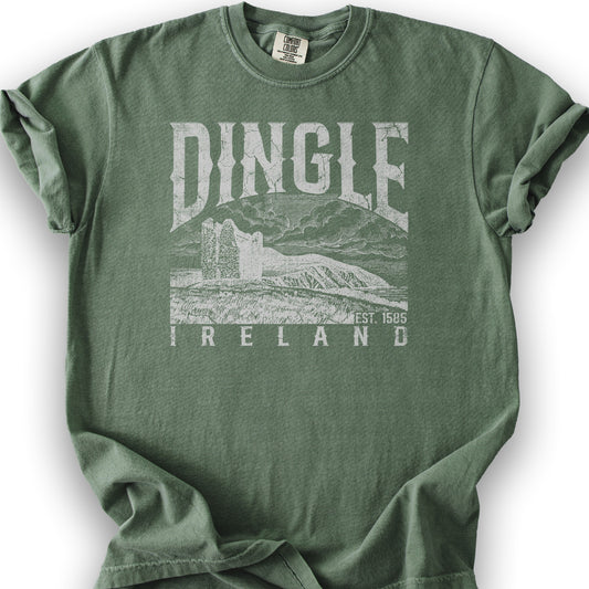 Dingle Ireland Vintage Print T-Shirt - Moss