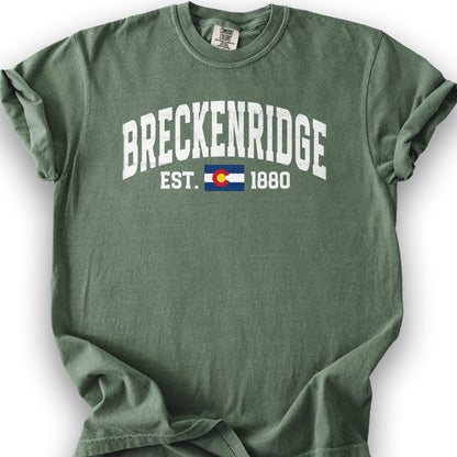 Breckenridge Colorado Varsity T-Shirt - Moss