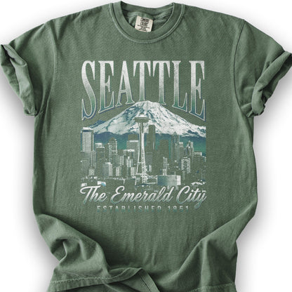 Seattle 90's Halftone T-Shirt - Moss
