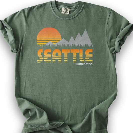 Seattle 80's Retro T-Shirt - Moss