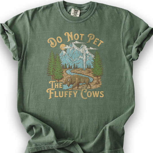 Fluffy Cows Yellowstone T-Shirt - Moss
