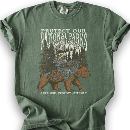 Protect Our Parks Bear T-Shirt - Moss