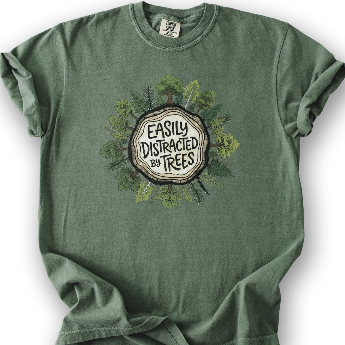 Distracted By Trees T-Shirt - 2026031801 - Moss