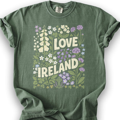 Love Ireland Flowers T-Shirt - Moss