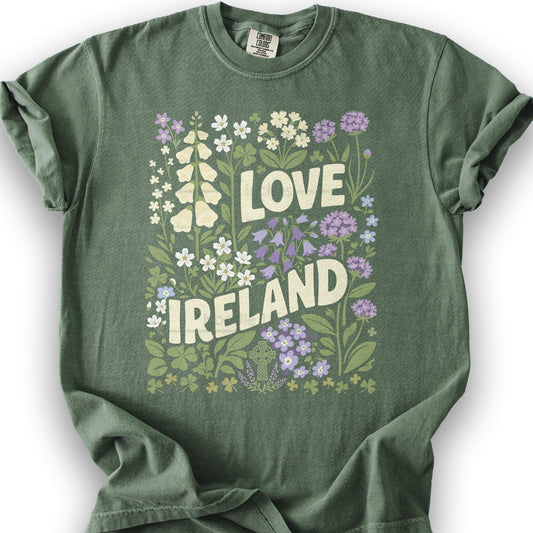 Love Ireland Flowers T-Shirt - Moss