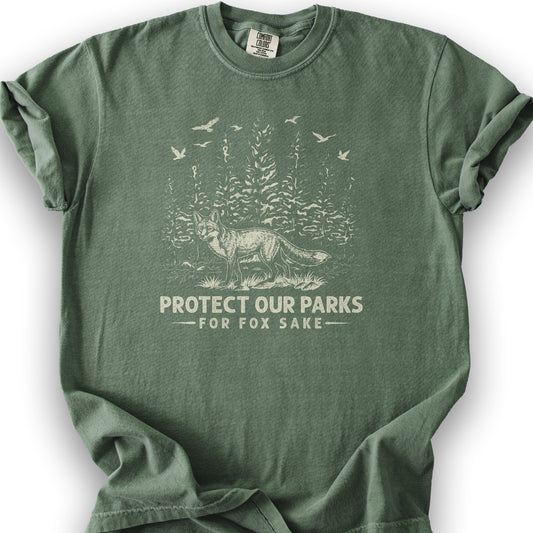 Protect Our Parks Fox Sake T-Shirt - Moss