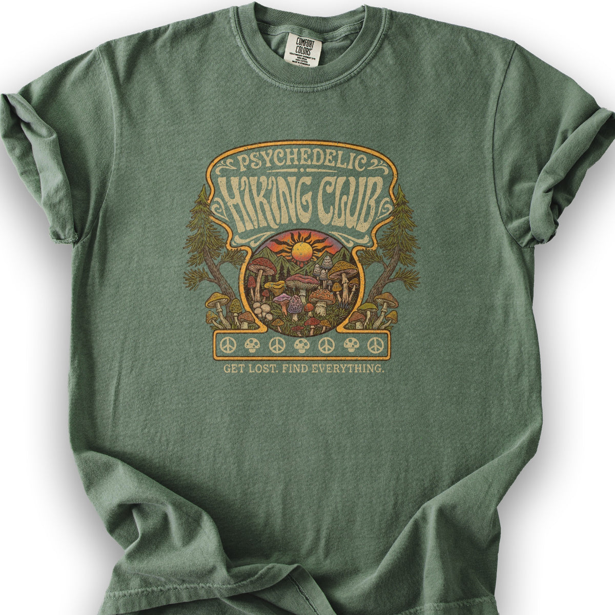Pyschedelic Hiking Club V2 T-Shirt - Moss