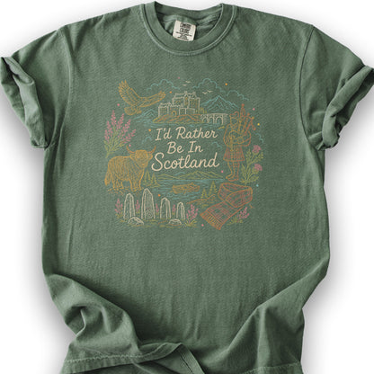 Rather Be In Scotland T-Shirt - Moss