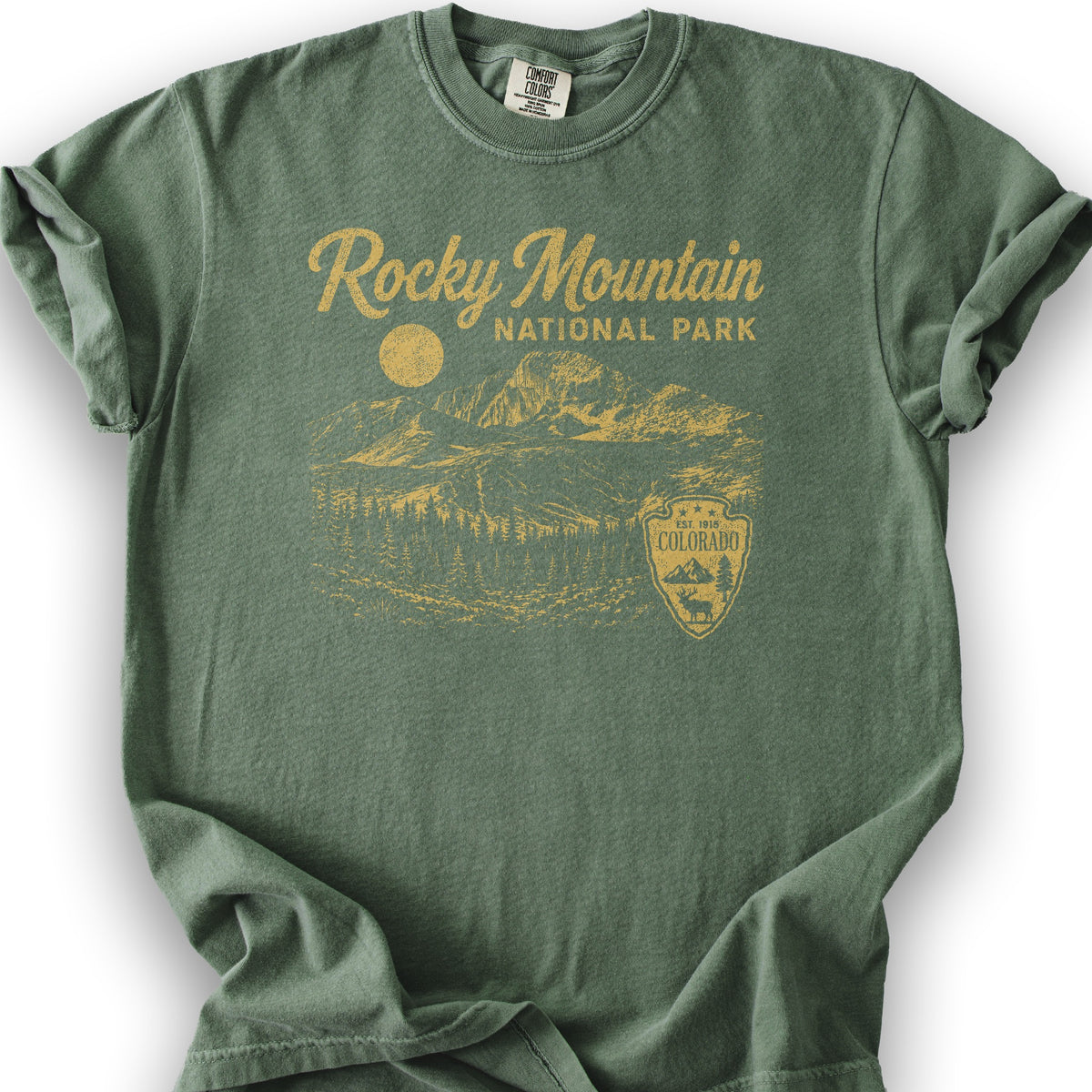 Rocky Mountain Vintage Sketch T-Shirt - Moss
