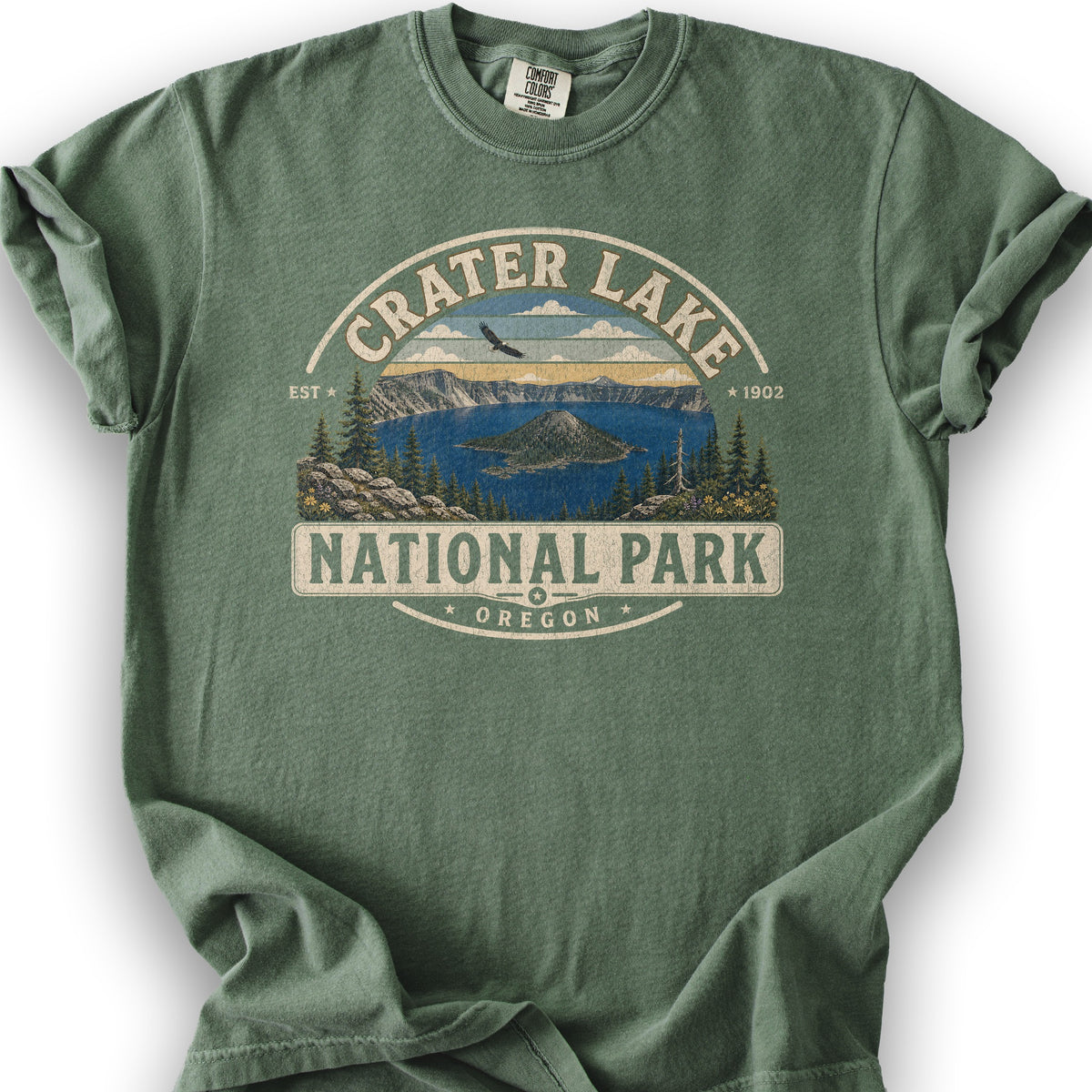 Crater Lake Medallion T-Shirt - Moss