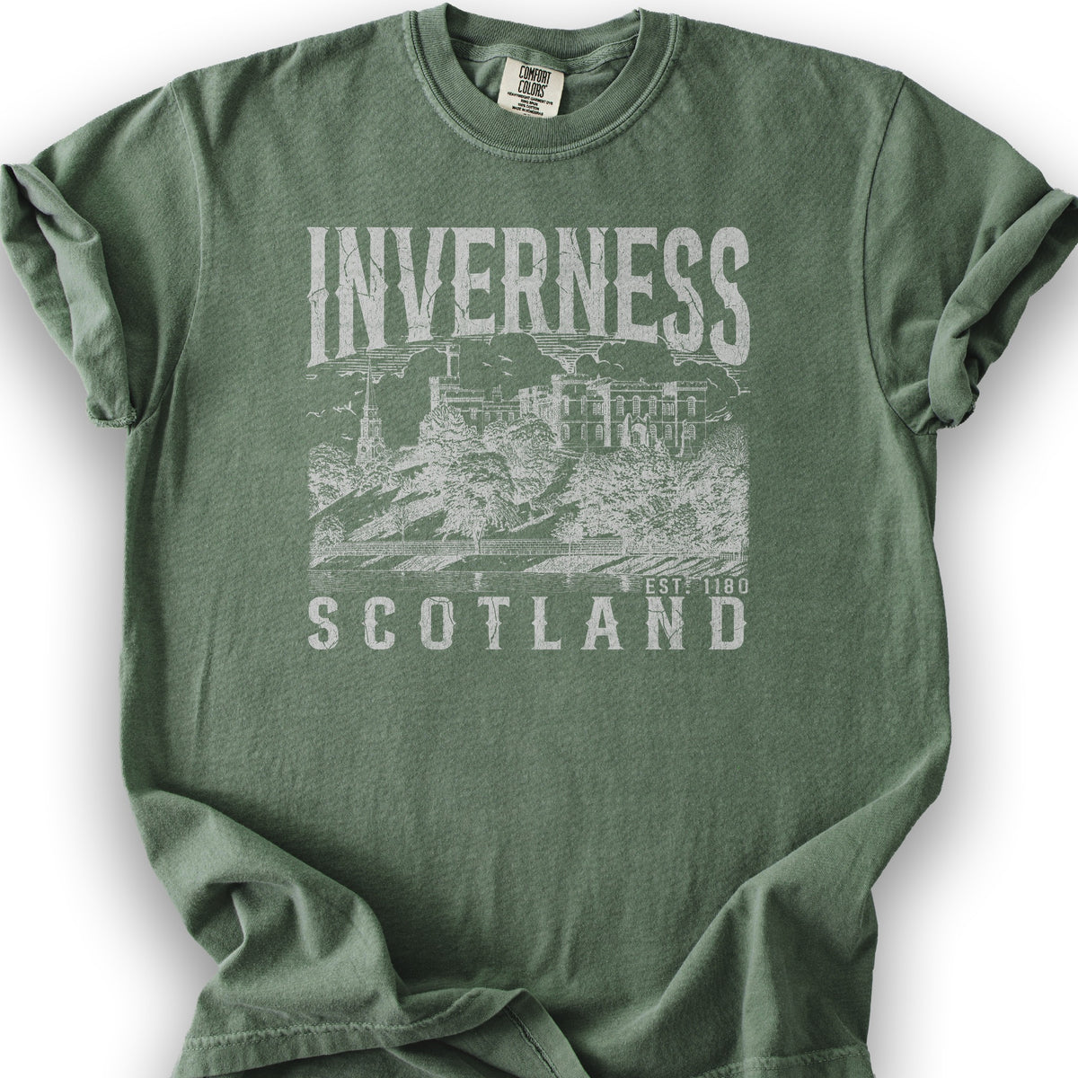 Inverness Scotland Sketch T-Shirt - Moss