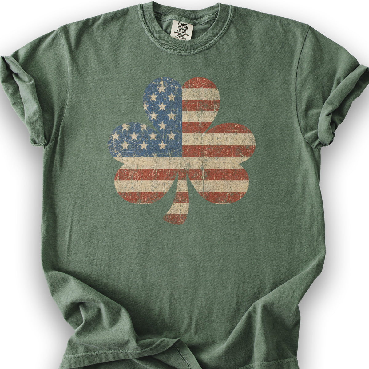 Vintage Flag Shamrock T-Shirt - Moss