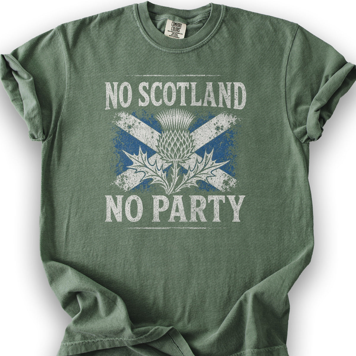 Scotland No Party Flag T-Shirt - Moss