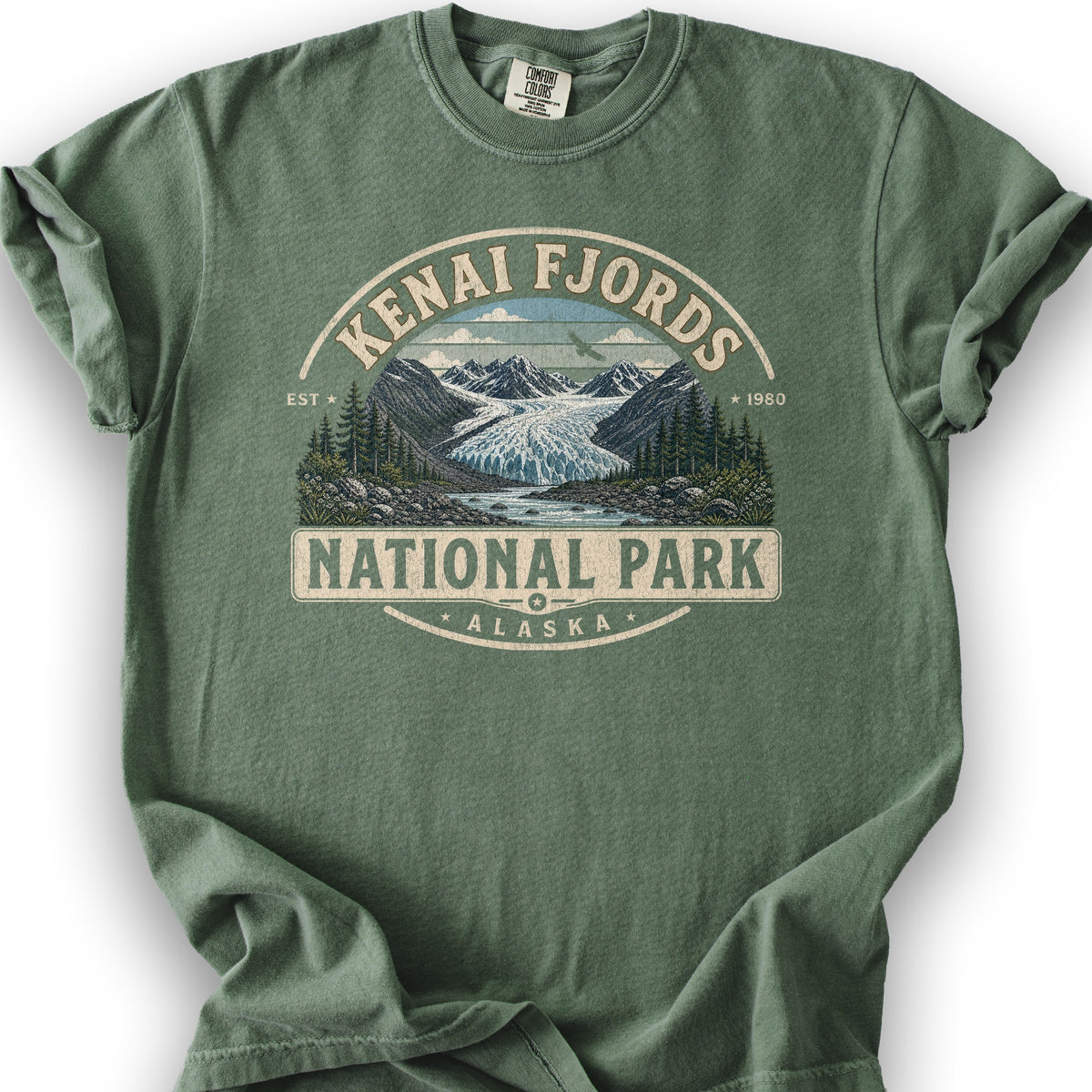 Kenai Fjords Medallion T-Shirt - Moss